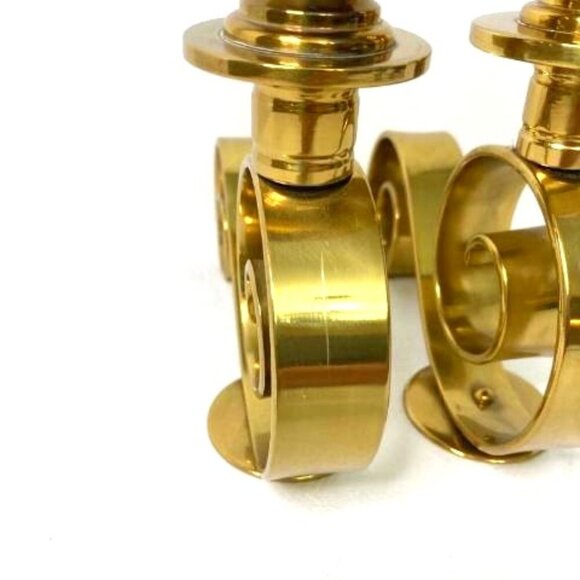 Vintage Pair Brass Scroll Candlestick Candle Holders Taper Dinner - Picture 5 of 7